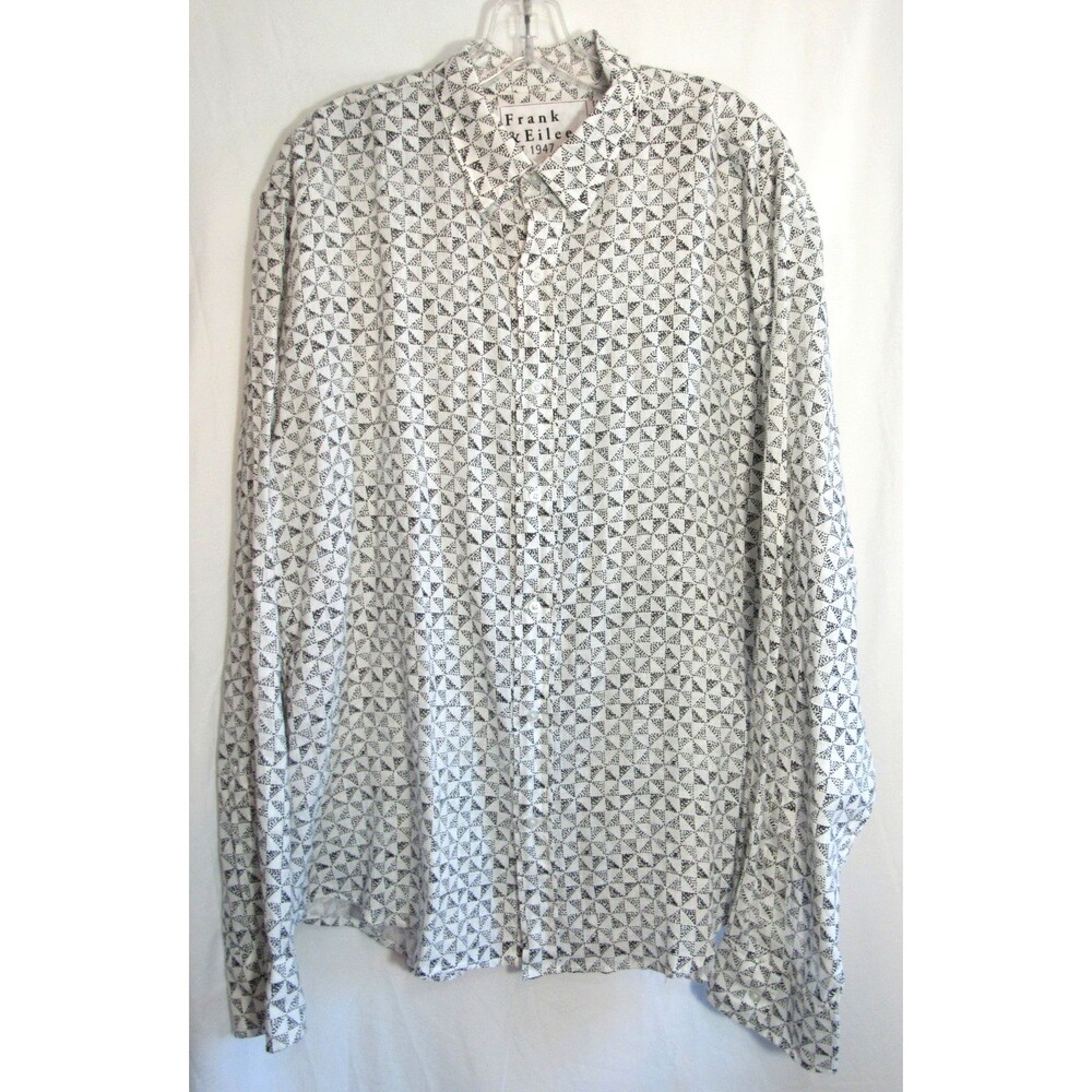 Frank & Eileen Finbar White Black Triangle Dots Linen Button Down Shirt XXL NWOT